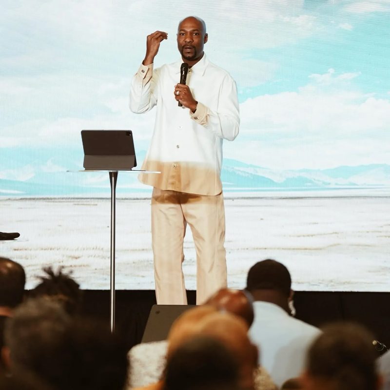Pastor Keion Henderson preaching on stage today